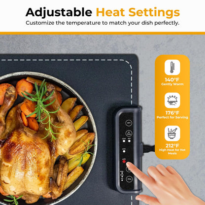 Premium Food Warming Mat with Thermometer Bundle