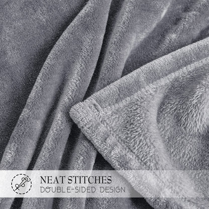 RYB HOME Throw Blanket Grey Fleece Blankets Soft Lightweight Warm and Cozy Light Grey Travel Size Flannel Blanket for Couch Bed Sofa, W50 x L60 inch