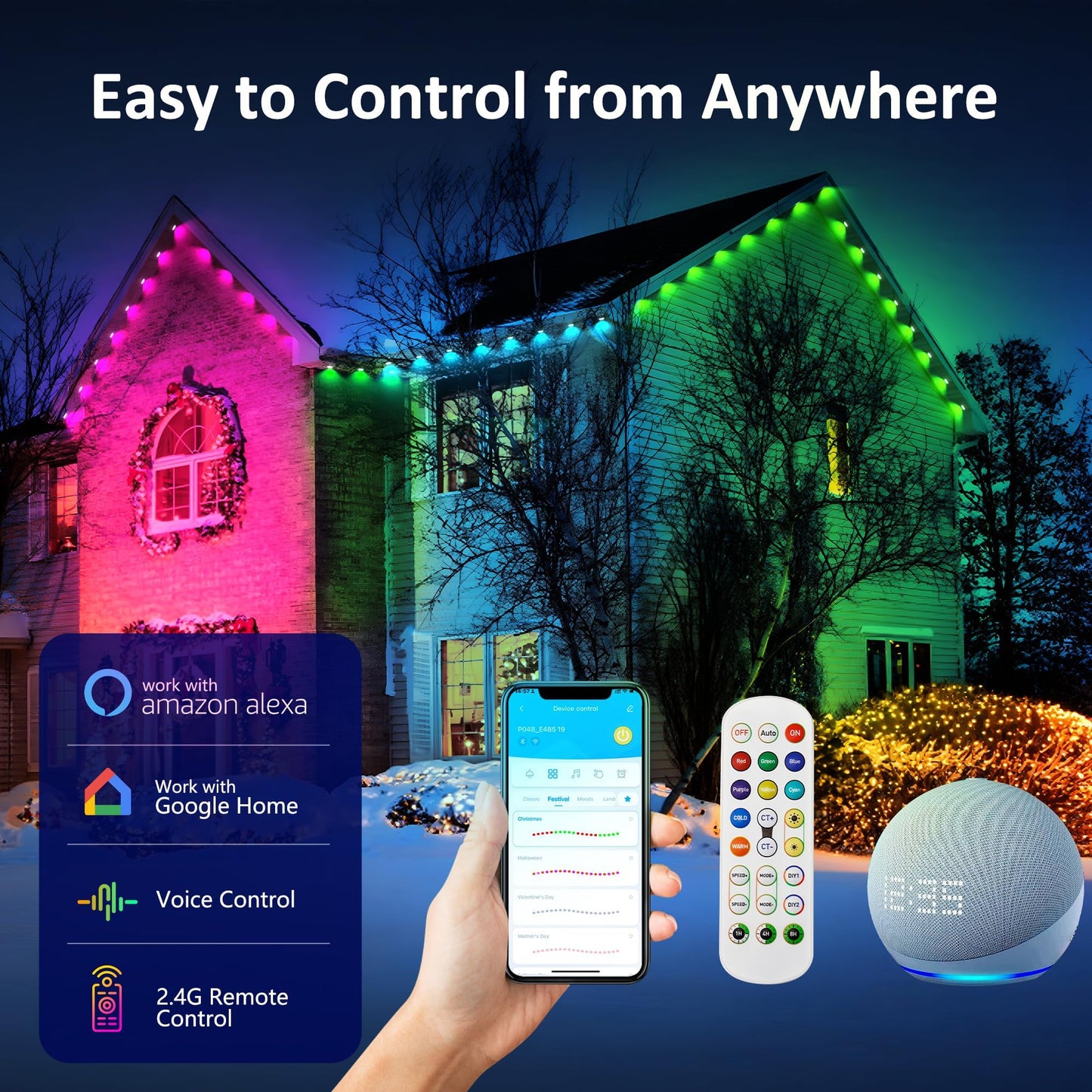 100ft RGBCW Smart Outdoor String Lights