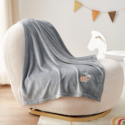 BEDELITE Baby Blankets for Boys Girls 30" x 40", Soft Cozy Fuzzy Fleece Blanket with Embroidered Elephant, Warm Breathable Infant Newborn Toddler Blanket for Crib Stroller Travel, Grey