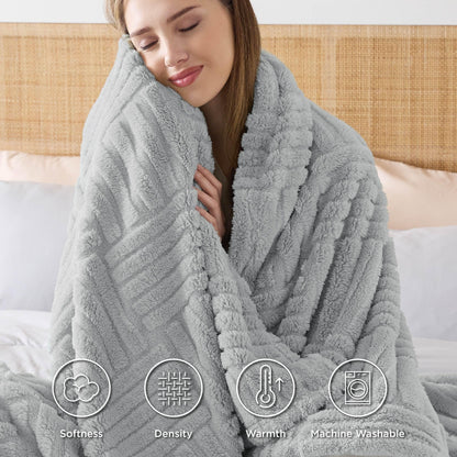 Bedsure Cozy Grey Fleece Throw Blanket 50x60
