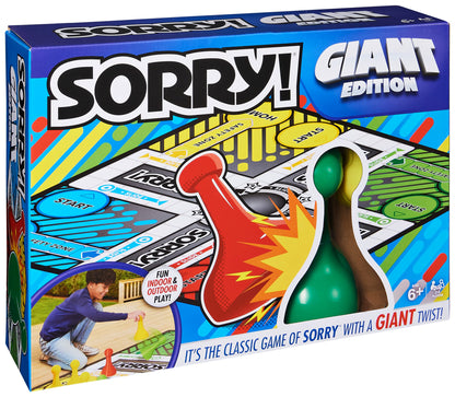 Giant Sorry Classic Family Board Game Indoor Outdoor Retro Party Activity Summer Toy with Oversized Gameboard, for Adults and Kids Ages 6 and up