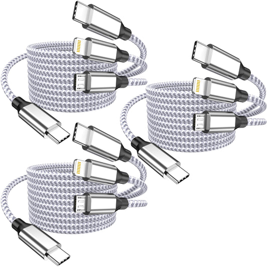 3 in 1 USB C Multi Charger Cable 4FT
