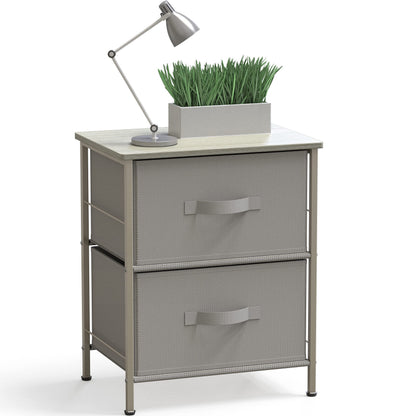 Simple Houseware Nightstands Dresser for Bedroom 2-Tier Organizer Drawer Storage Tower, Grey