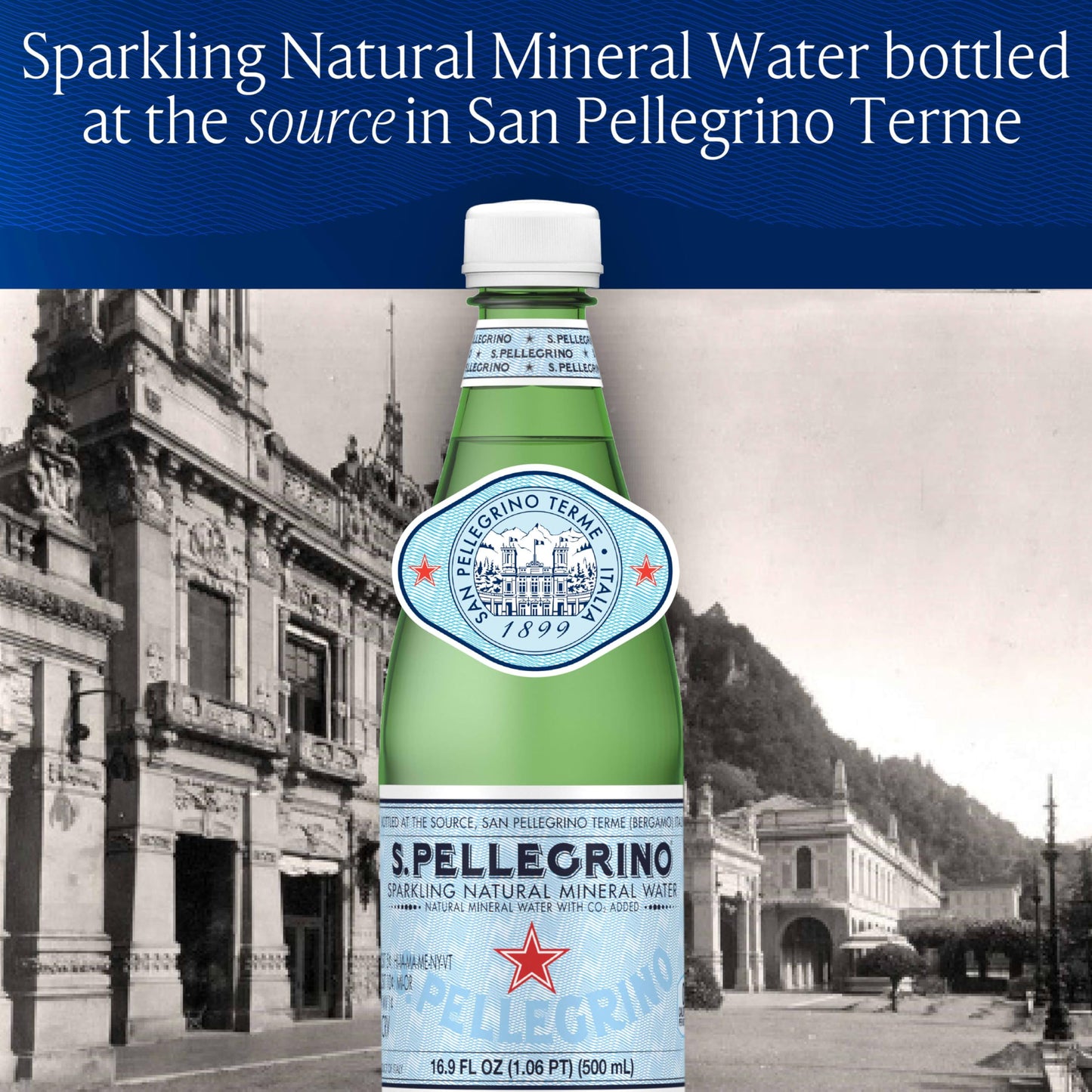 12 Bottles San Pellegrino Sparkling Mineral Water 33.8 fl oz.
