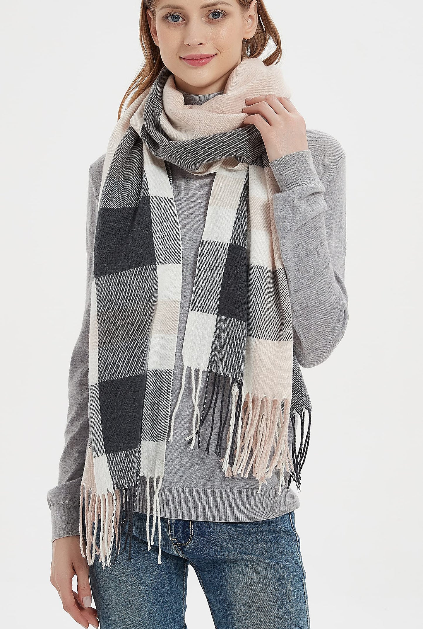 Wander Agio Womens Plaid Winter Shawl Scarf