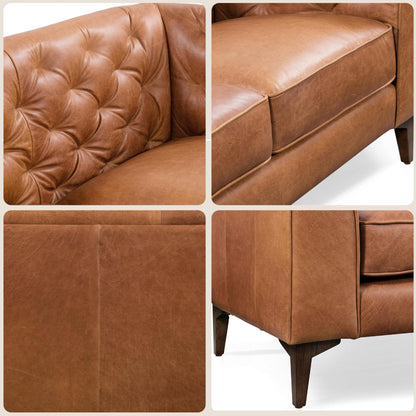 Poly & Bark Leather Sofa with Tufted Back