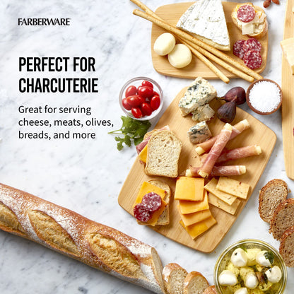 FARBERWARE 4-Piece Reversible Bamboo Cutting Board and Charcuterie Set