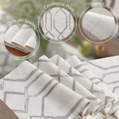 JINCHAN Linen Table Runner Moroccan Tile Print Kitchen Table Cloth 72 Inch Diamond Design Farmhouse Rustic Coffee Table Decor for Kitchen Dining Table Indoor Outdoor Decor 1 Panel Grey on Beige
