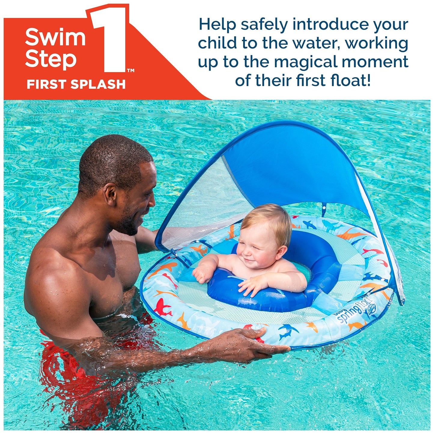 SwimWays Shark Baby Spring Float with Canopy