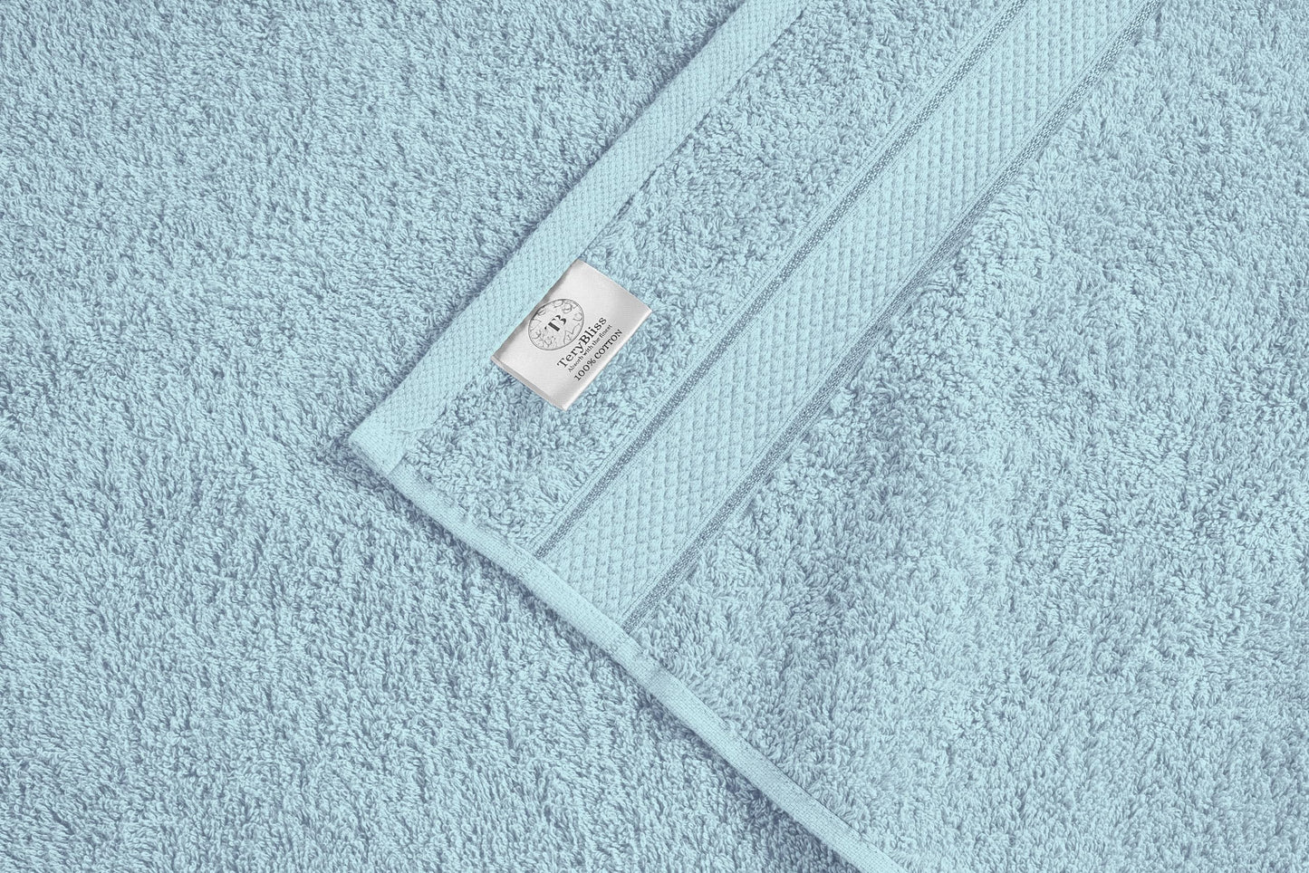 Terry Bliss 8-Piece Luxury Towel Set - 100% Ringspun Cotton, 550 GSM, Highly Absorbent, 2 Oversized Bath Towel, 2 Hand Towels, 4 Wash Cloths - Ideal for Everyday use, Hotel & Spa - Light Blue