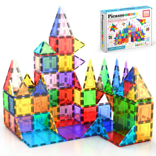 PicassoTiles 100-Piece Clear Magnetic Building Set