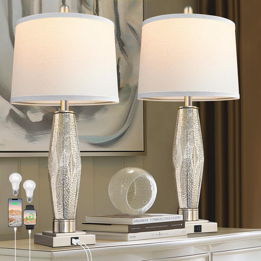 2 Pack Table Lamps with USB Charging Ports