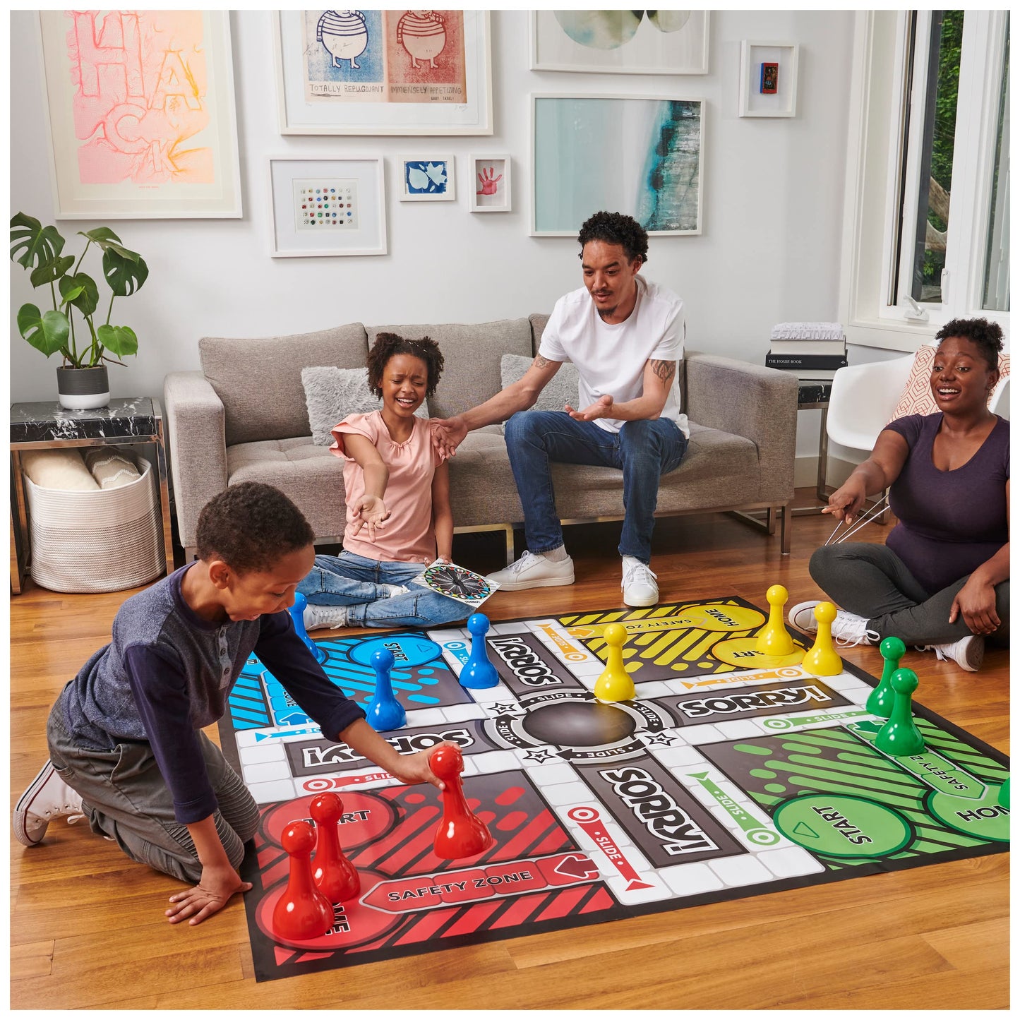 Giant Sorry Classic Family Board Game Indoor Outdoor Retro Party Activity Summer Toy with Oversized Gameboard, for Adults and Kids Ages 6 and up