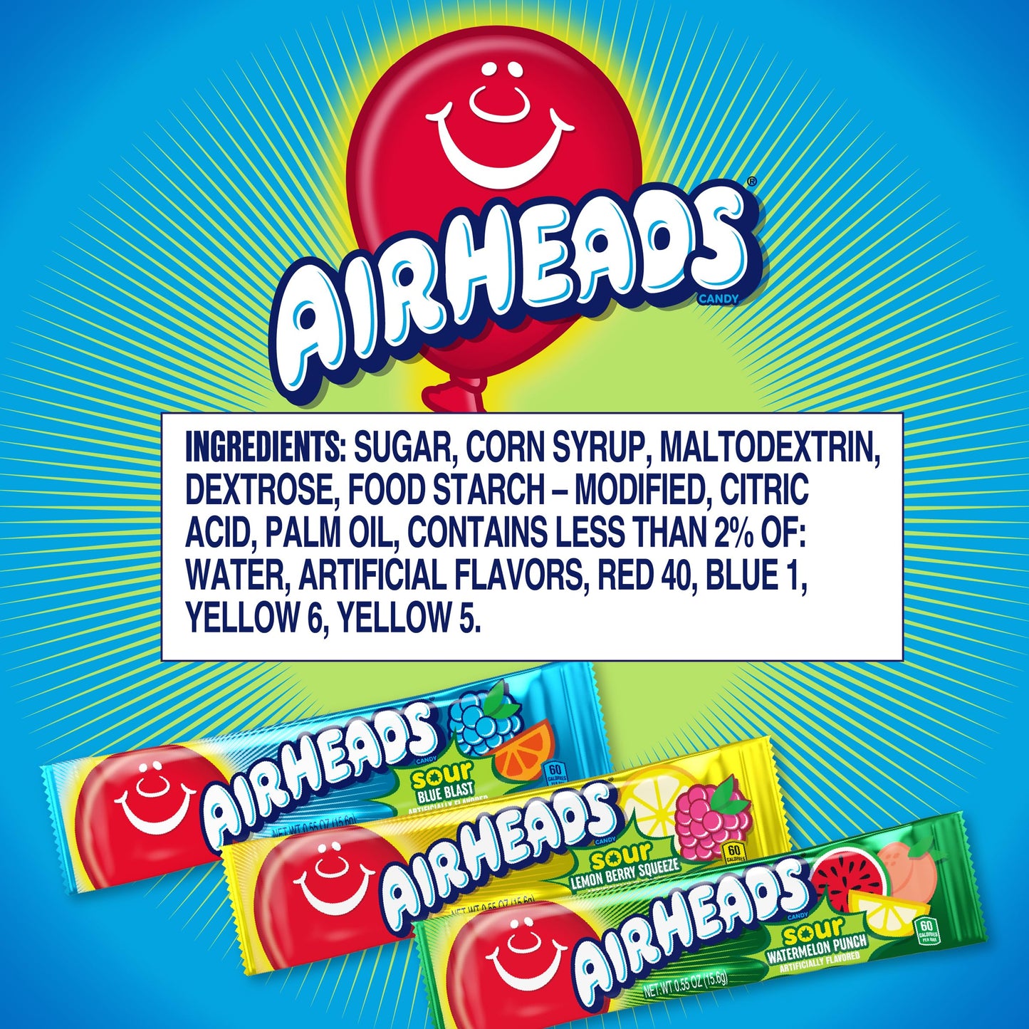 Airheads Sour Taffy Candy Bars Variety Pack