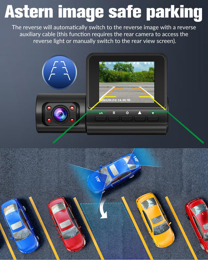 Dash Camera for Cars,4K Full HD Dash Cam Front and Rear Inside, Dashcam with Night Vision with Free 32GB Card,Built-in Loop Recording,Accident Lock,G-Sensor,WDR,24H Parking Monitor - (S6)
