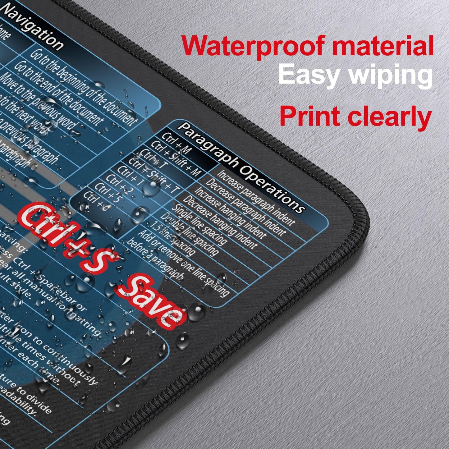 XXL Mouse Pad with Excel & Word Shortcuts