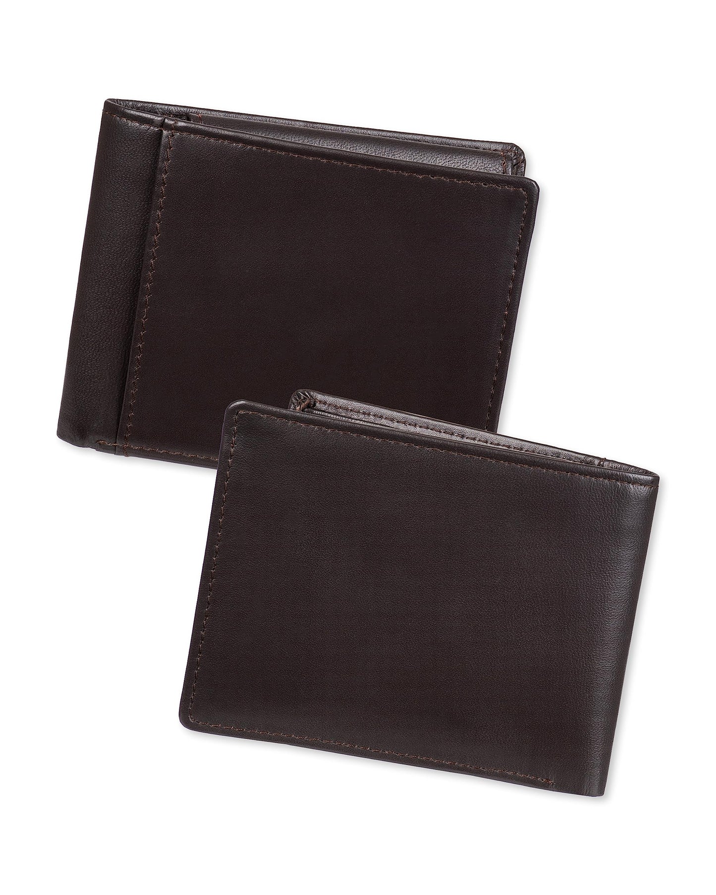 Amazon Essentials Men's Bifold Wallet with Coin Pocket, Dark Brown, One Size