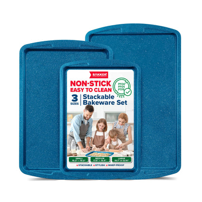 Bakken Nonstick Baking Pan Set of 3 - Blue Marble