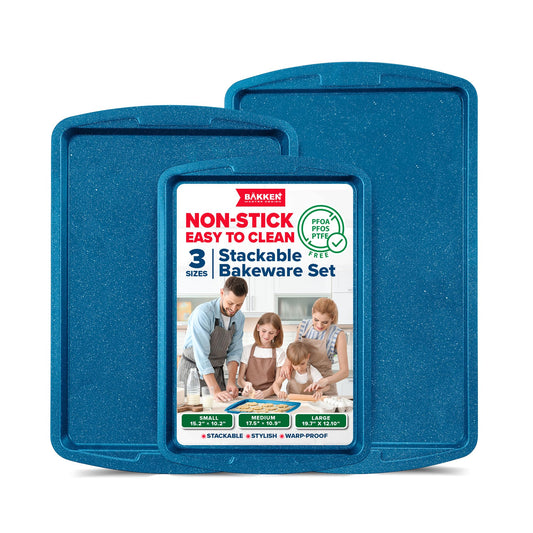Bakken Nonstick Baking Pan Set of 3 - Blue Marble