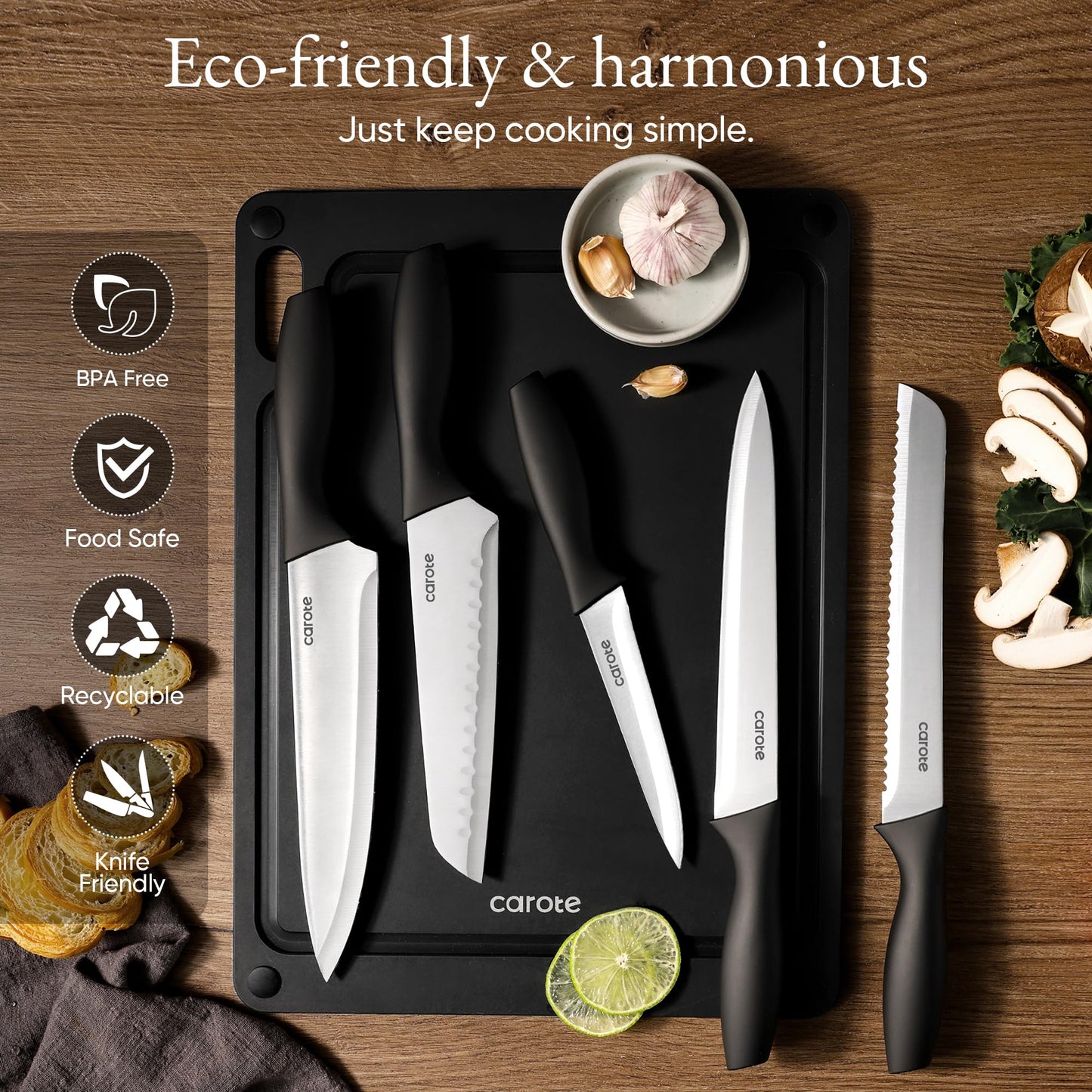 6-Piece CAROTE Stainless Steel Knife Set