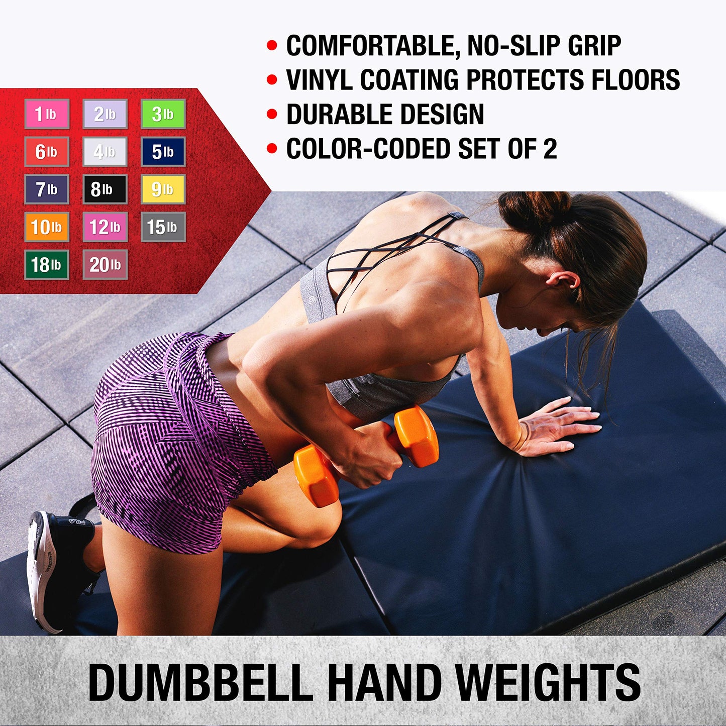 SPRI 7 lbs Vinyl Coated Dumbbell Set - 2