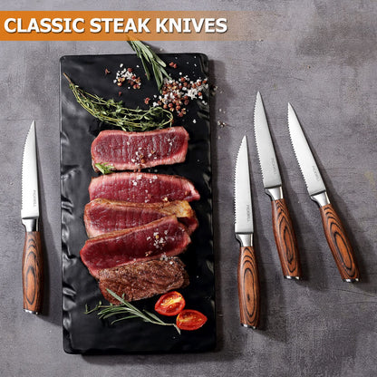 PICKWILL 4-Piece High Carbon Steak Knife Set