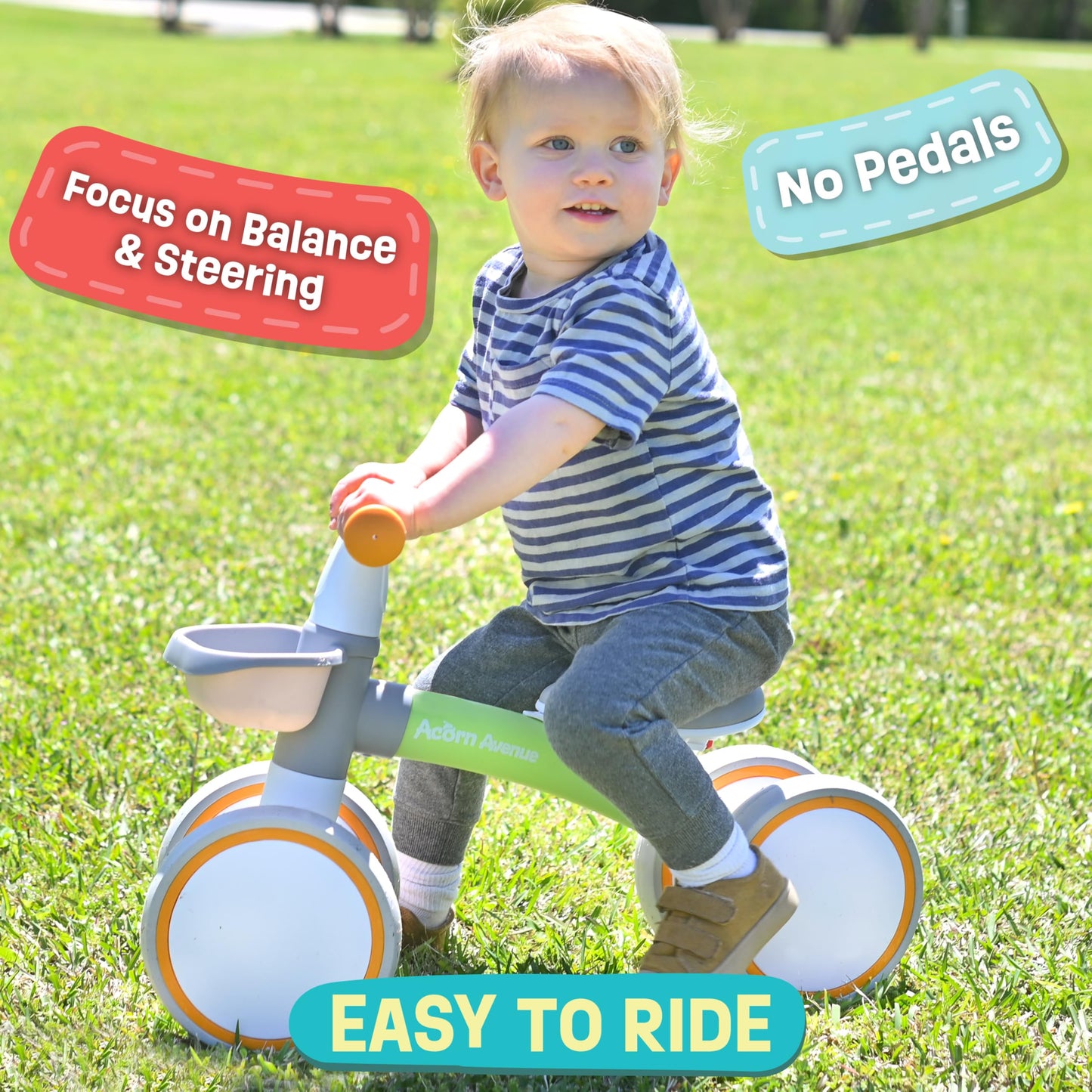 Toddler Balance Bike with Adjustable Seat and Basket