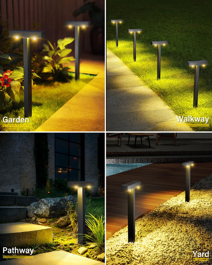 ROSHWEY Solar Pathway Lights, 6 Pack Solar Lights Outdoor Waterproof IP65, Modern Solar Path Lights, Outside Lights Solar Powered Landscape Lighting for Yard, Walkway, Driveway, Patio, Warm Light