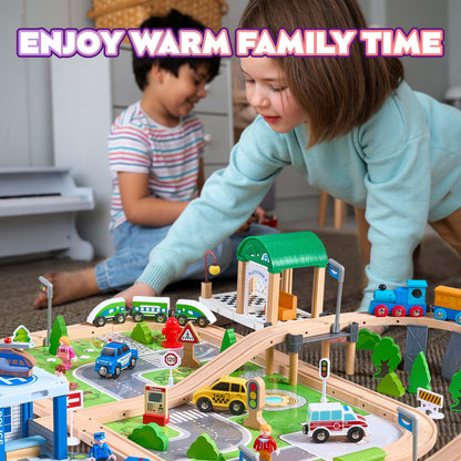 172-Piece Wooden Train Set for Kids