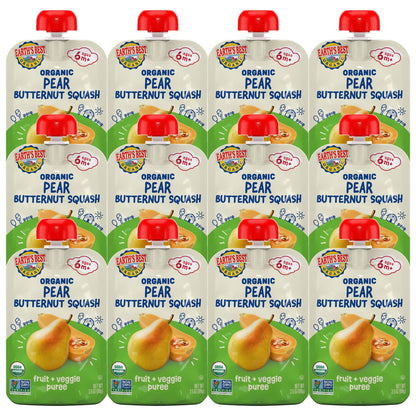 12 Pack Earth's Best Organic Pear Squash Puree