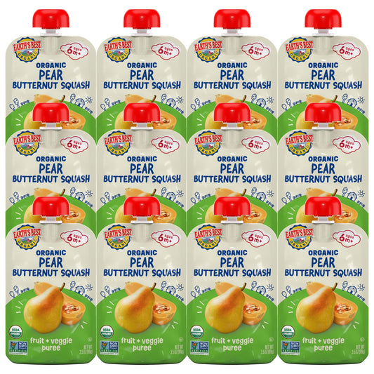 12 Pack Earth's Best Organic Pear Squash Puree