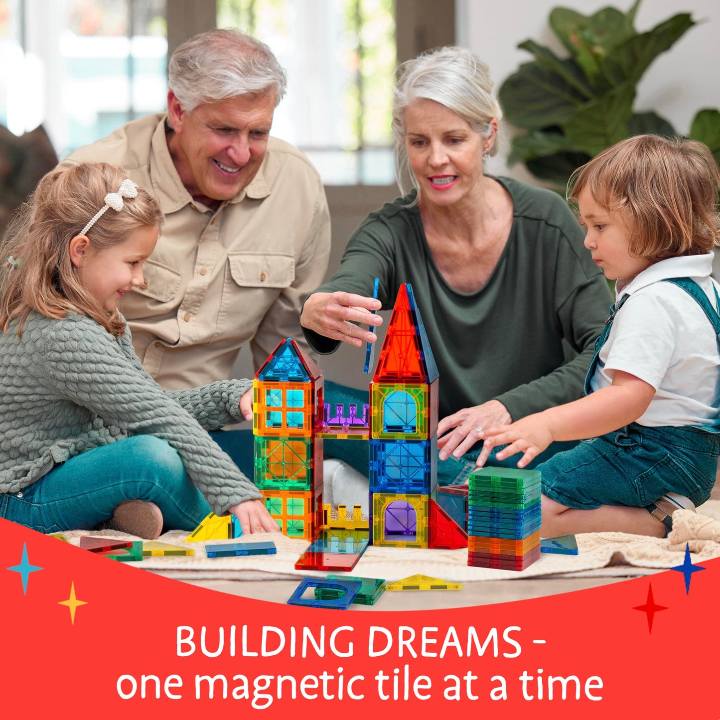 Magnetic Tiles Building Set for Kids 125 PCS
