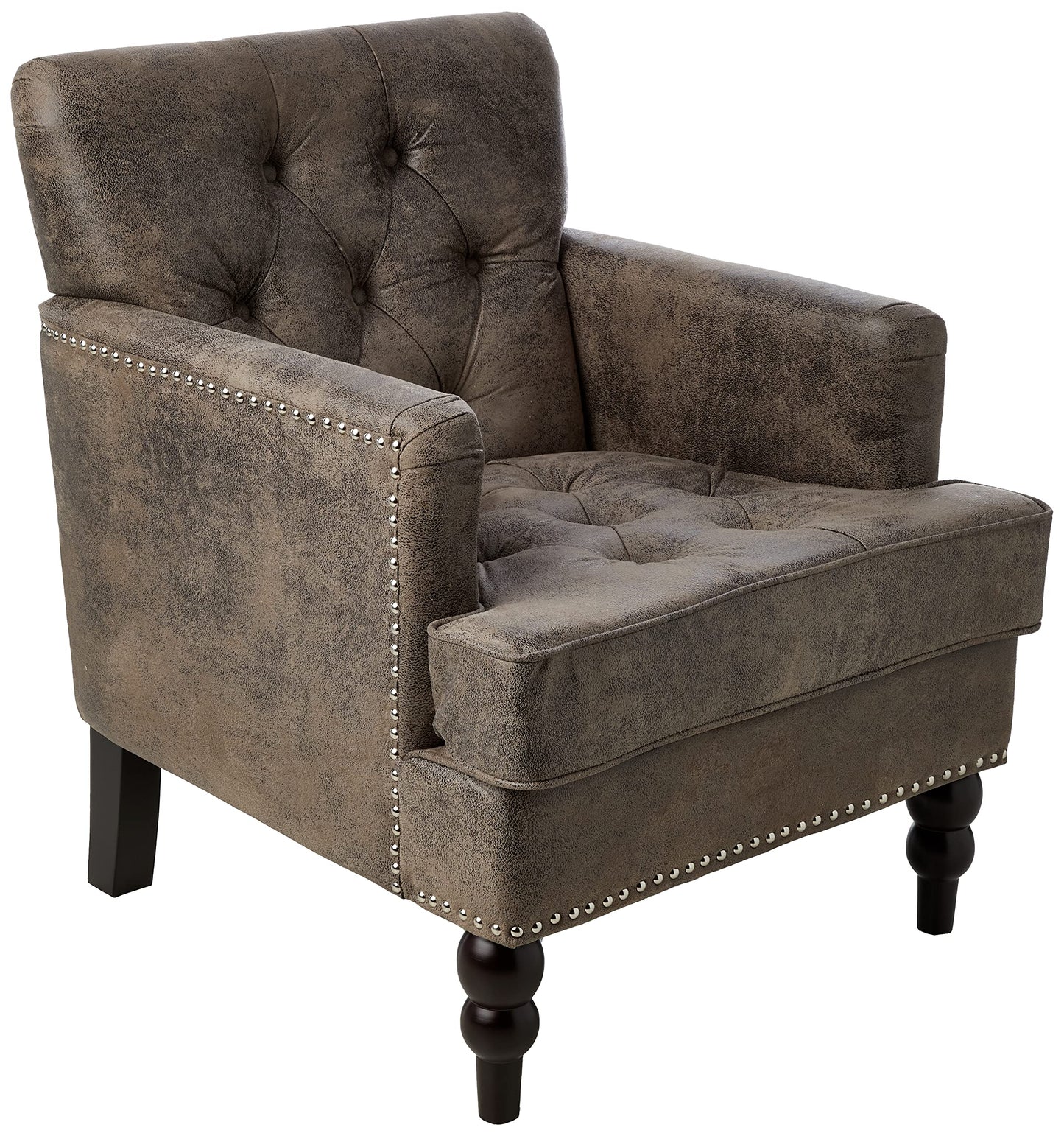 Tufted Club Chair with Nailhead Accents