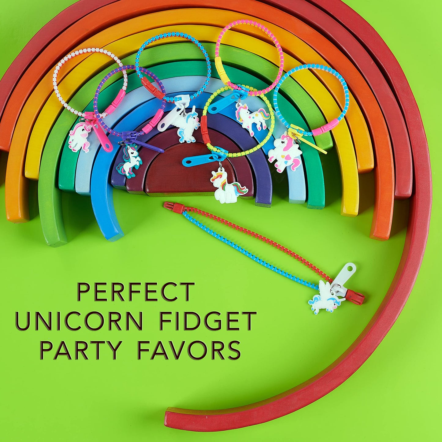 Unicorn Zipper Bracelets Party Kit for Kids