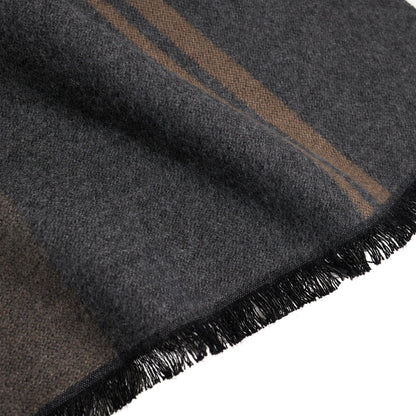 TAMOUKOC Men's Winter Warm Scarf, Premium Cashmere Feel, Luxuriously Soft Long, Plaid Pattern (Grey/Khaki)