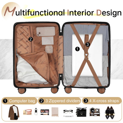 Hulsin 20-Inch Carry-On Luggage with Spinner Wheels