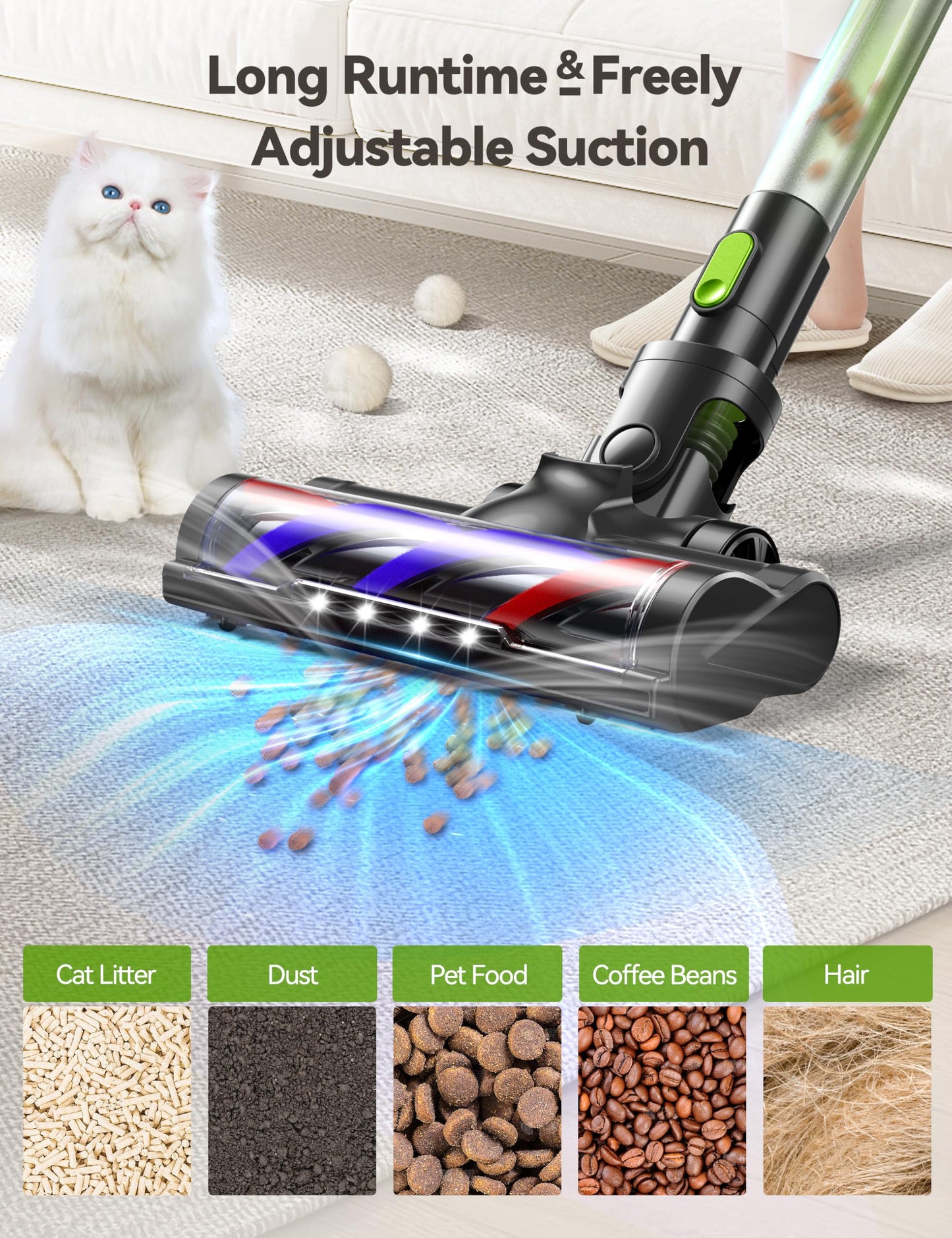 QikCln Cordless Vacuum Cleaner 23Kpa 45 Mins Runtime