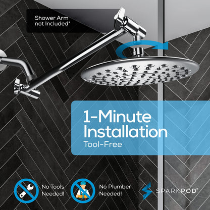 SparkPod 9.5" Rain Shower Head with Anti-Clog Nozzles