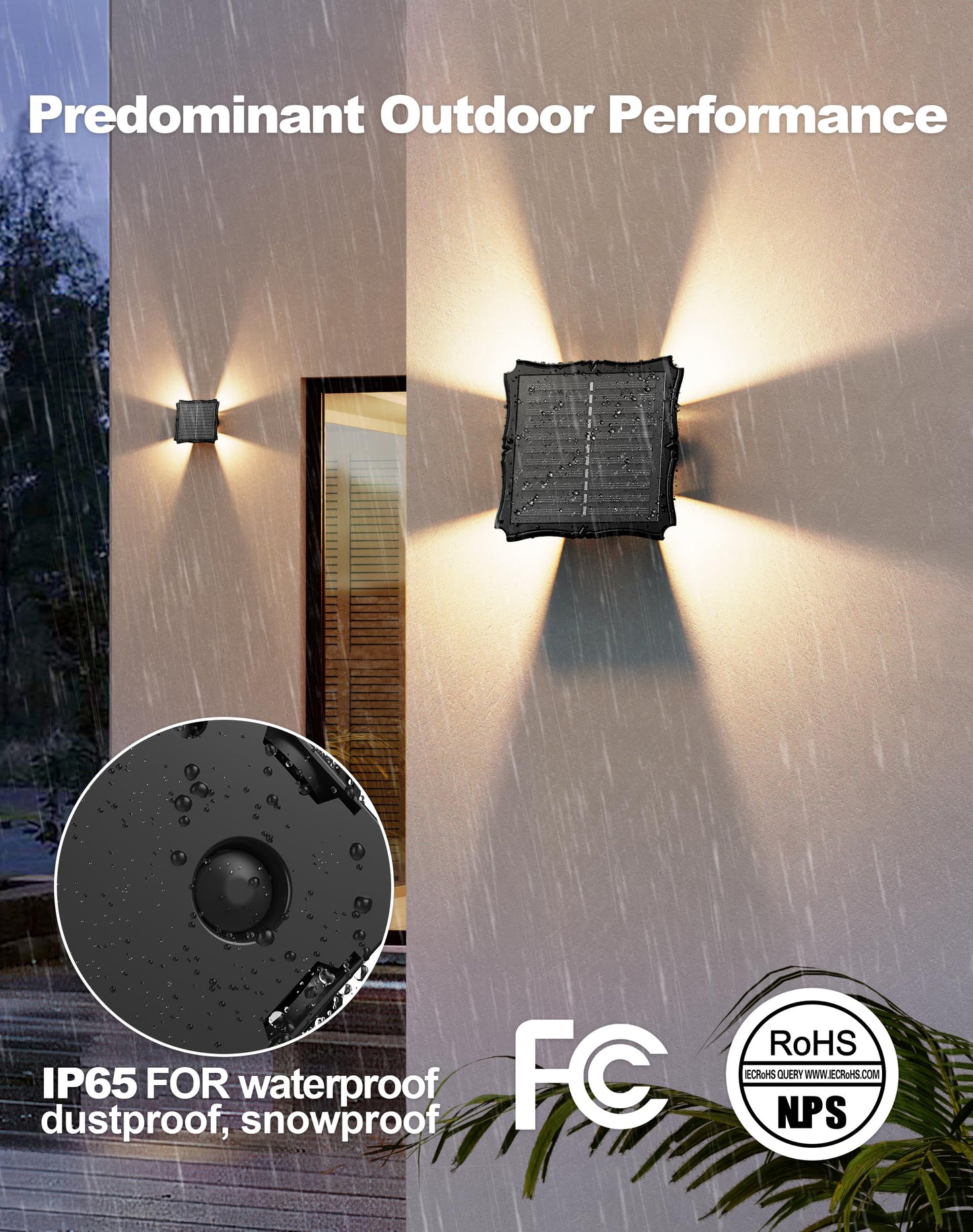 4 Pack Solar Wall Lights Outdoor IP65