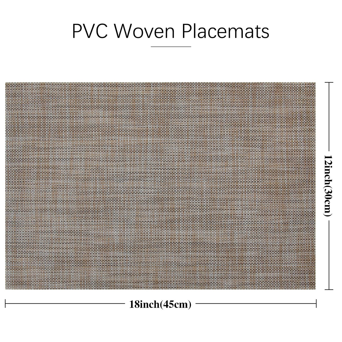 Placemats Set of 6, Vinyl Woven Placemats for Kitchen Table Indoor/Outdoor, Dining Table Mats - 18x12 Inch
