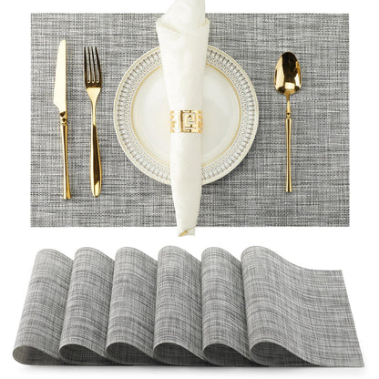 Light Grey PVC Placemats Set of 6 for Dining