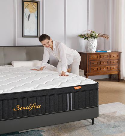 Soulfea 14 Inch Queen Hybrid Memory Foam Mattress