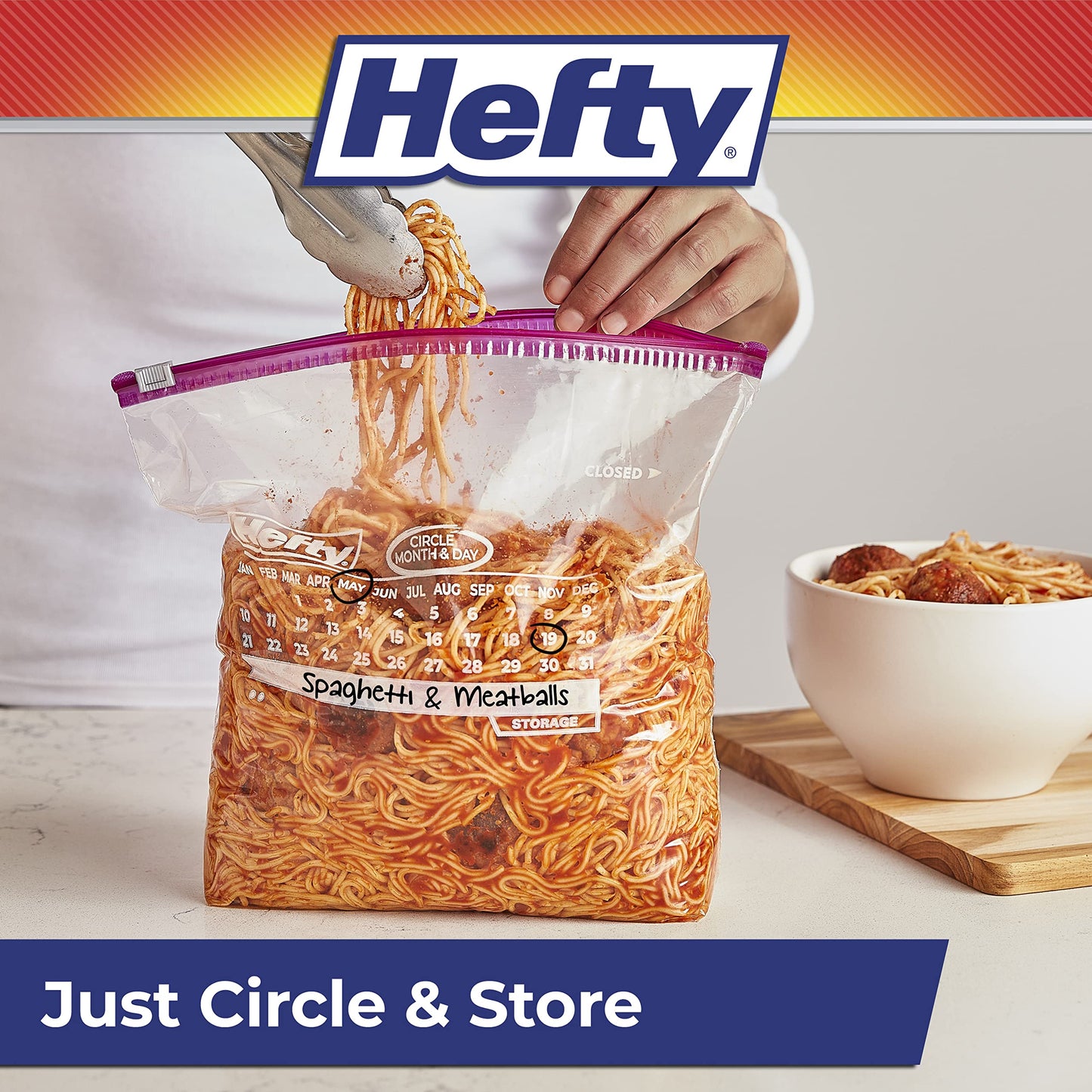 Hefty Slider Storage Calendar Bags, Gallon Size, 120 Count