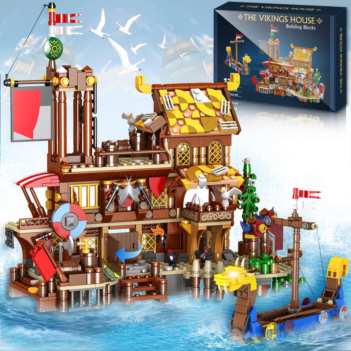 1039Pcs Viking Pirate Ship Building Block Set