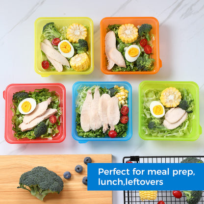 YUESING [30 Pack Plastic Food Storage Containers with Lids Bento Box Food Meal Prep Containers Reusable BPA Free Lunch Containers (22oz, Square Freezer Plastic Container for Food) for 3+ years old