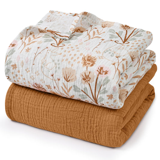 2 Pack Muslin Cotton Baby Swaddle Blankets