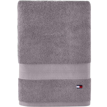 Tommy Hilfiger Modern American Solid Bath Towel, 30 X 54 Inches, 100% Cotton 574 GSM (Steel Grey)