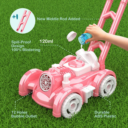 Bubble Lawn Mower Toy for Toddlers - Pink