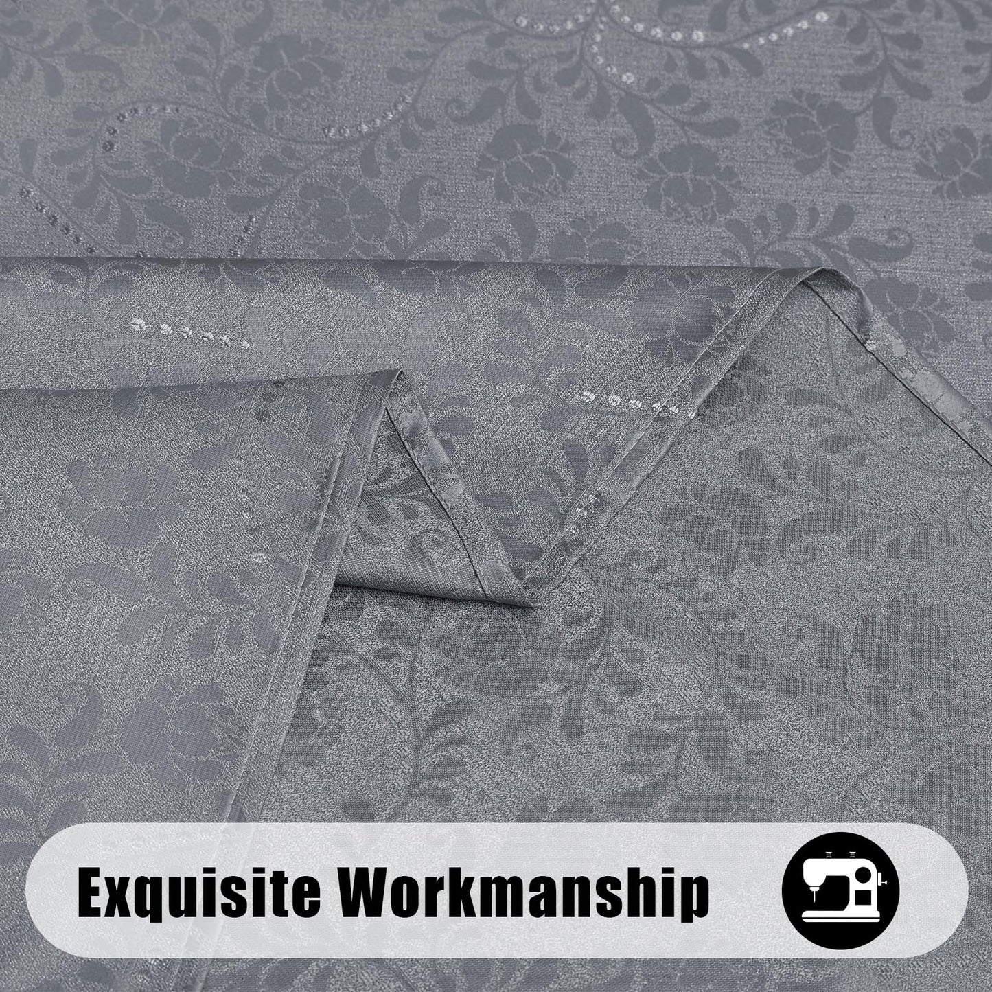 Moosfor Rectangle Tablecloth 60x84 Inch, Waterproof Damask Jacquard Table Cloth, Washable Fabric Table Covers for Dining, Parties, Indoor and Outdoor, Grey